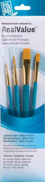 Brush Gold Taklon Value/4 Pack