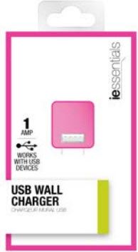 USB WALL CHARG IESSENTIALS PNK