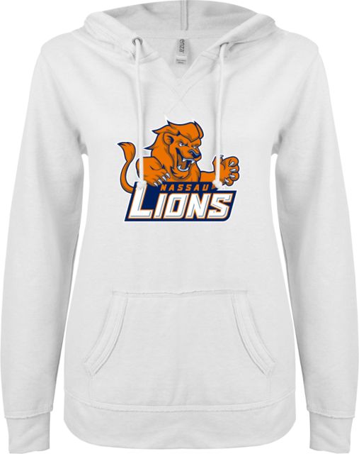 Nassau CC ENZA Womens V Notch Raw Edge Fleece Hoodie Primary Mark - ONLINE ONLY