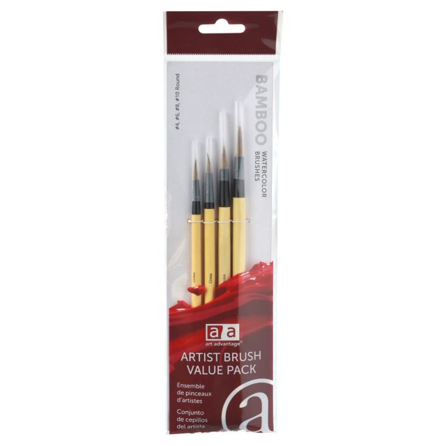 Art Advantage Round Bamboo Calligraphy and Sumi Brush 4-Piece Set